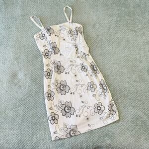vintage retro y2k white black floral mini sundress fitted adorable bridal 6